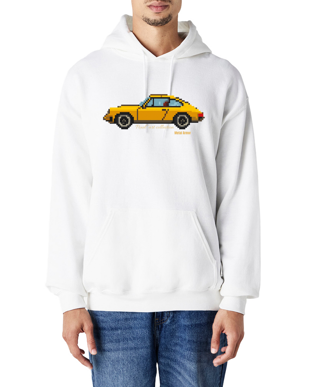 SWEAT CAPUCHE PIXEL'ART 9.11 JAUNE VINTAGE