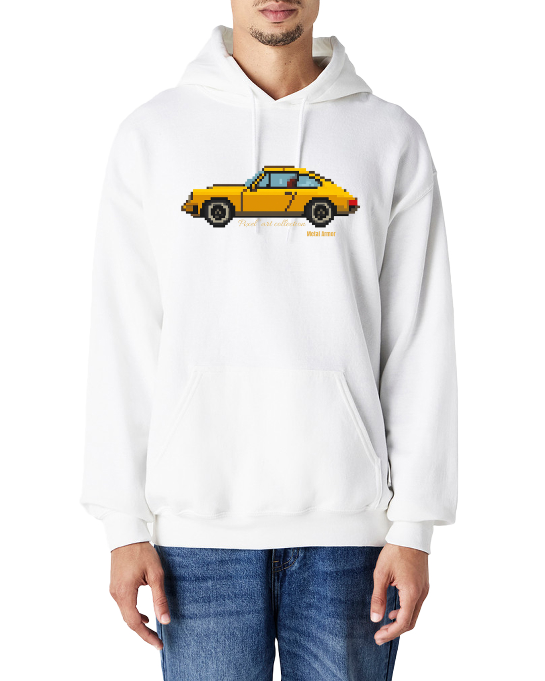 SWEAT CAPUCHE PIXEL'ART 9.11 JAUNE VINTAGE