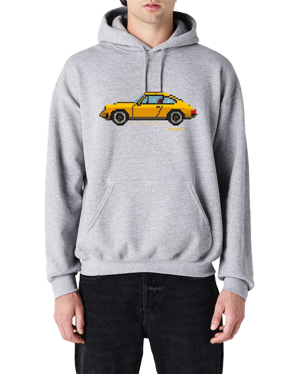 SWEAT CAPUCHE PIXEL'ART 9.11 JAUNE VINTAGE