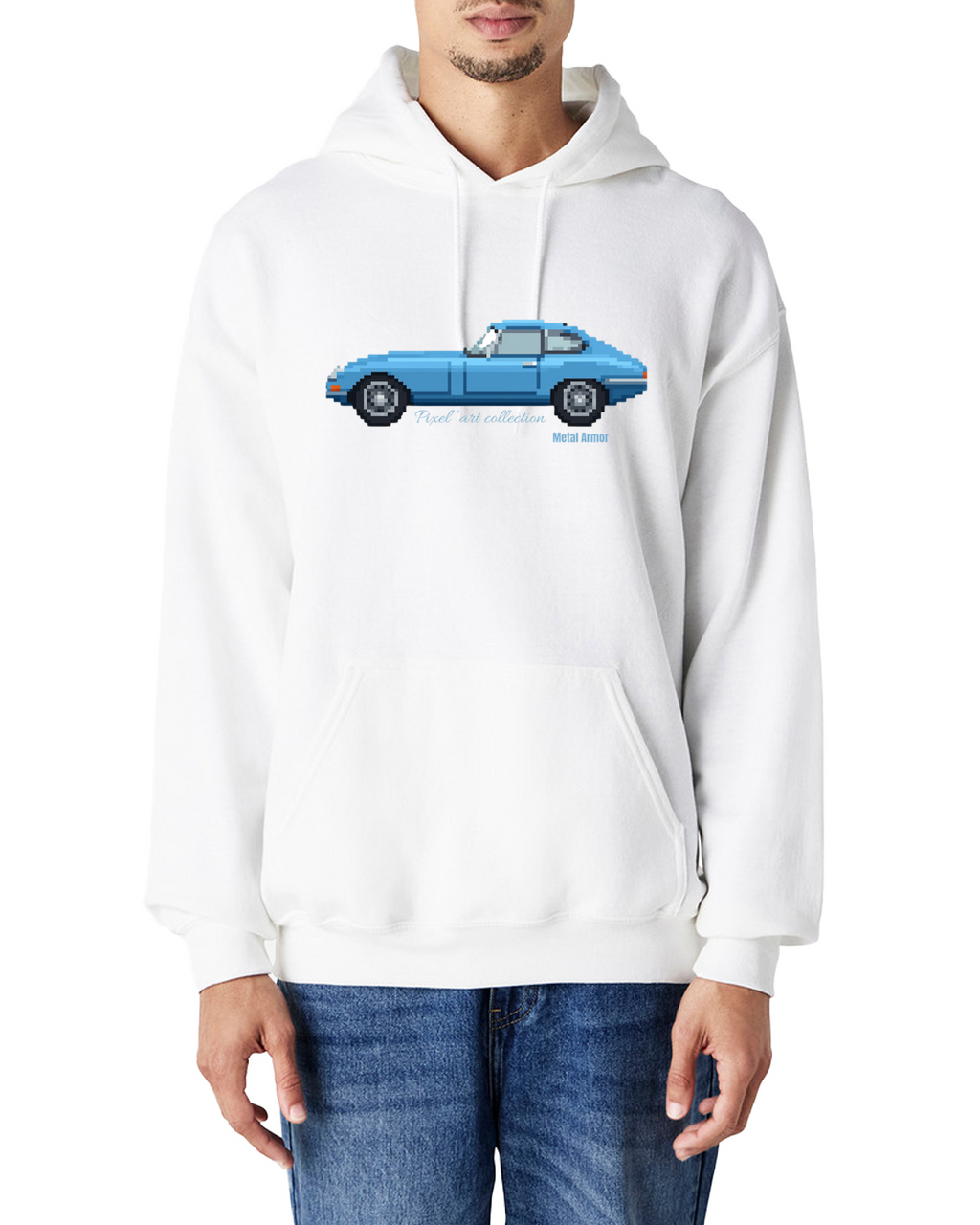 SWEAT CAPUCHE PIXEL'ART JAG E.T BLEUE VINTAGE