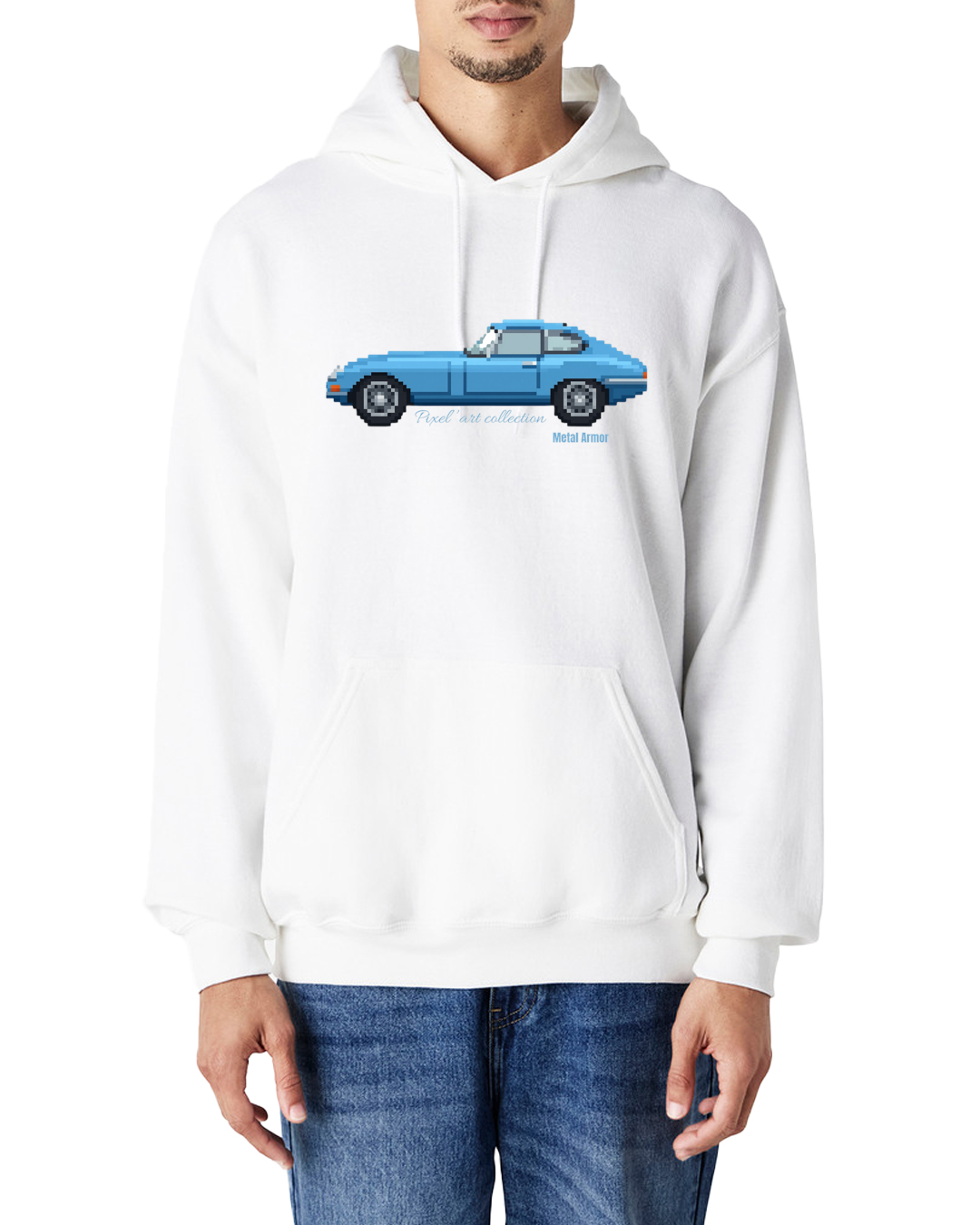 SWEAT CAPUCHE PIXEL'ART JAG E.T BLEUE VINTAGE