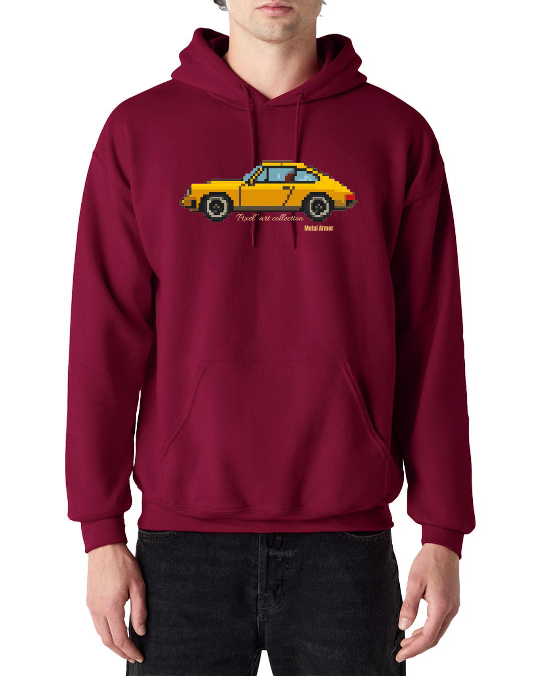 SWEAT CAPUCHE PIXEL'ART 9.11 JAUNE VINTAGE