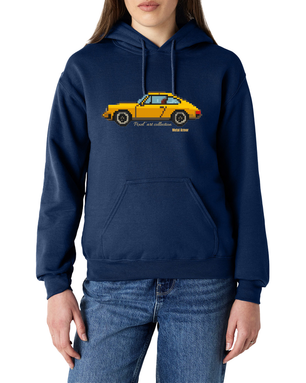 SWEAT CAPUCHE PIXEL'ART 9.11 JAUNE VINTAGE