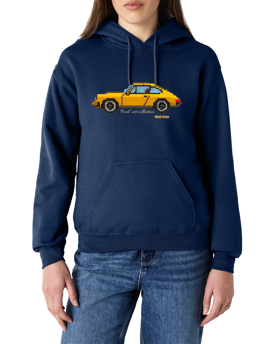 SWEAT CAPUCHE PIXEL'ART 9.11 JAUNE VINTAGE