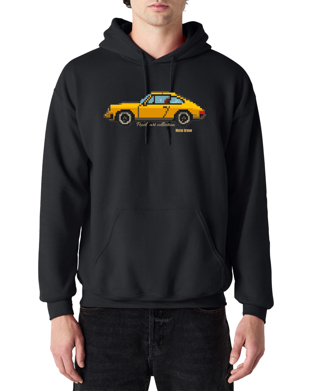 SWEAT CAPUCHE PIXEL'ART 9.11 JAUNE VINTAGE