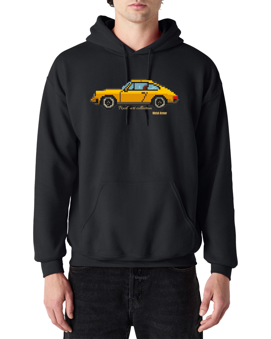 SWEAT CAPUCHE PIXEL'ART 9.11 JAUNE VINTAGE
