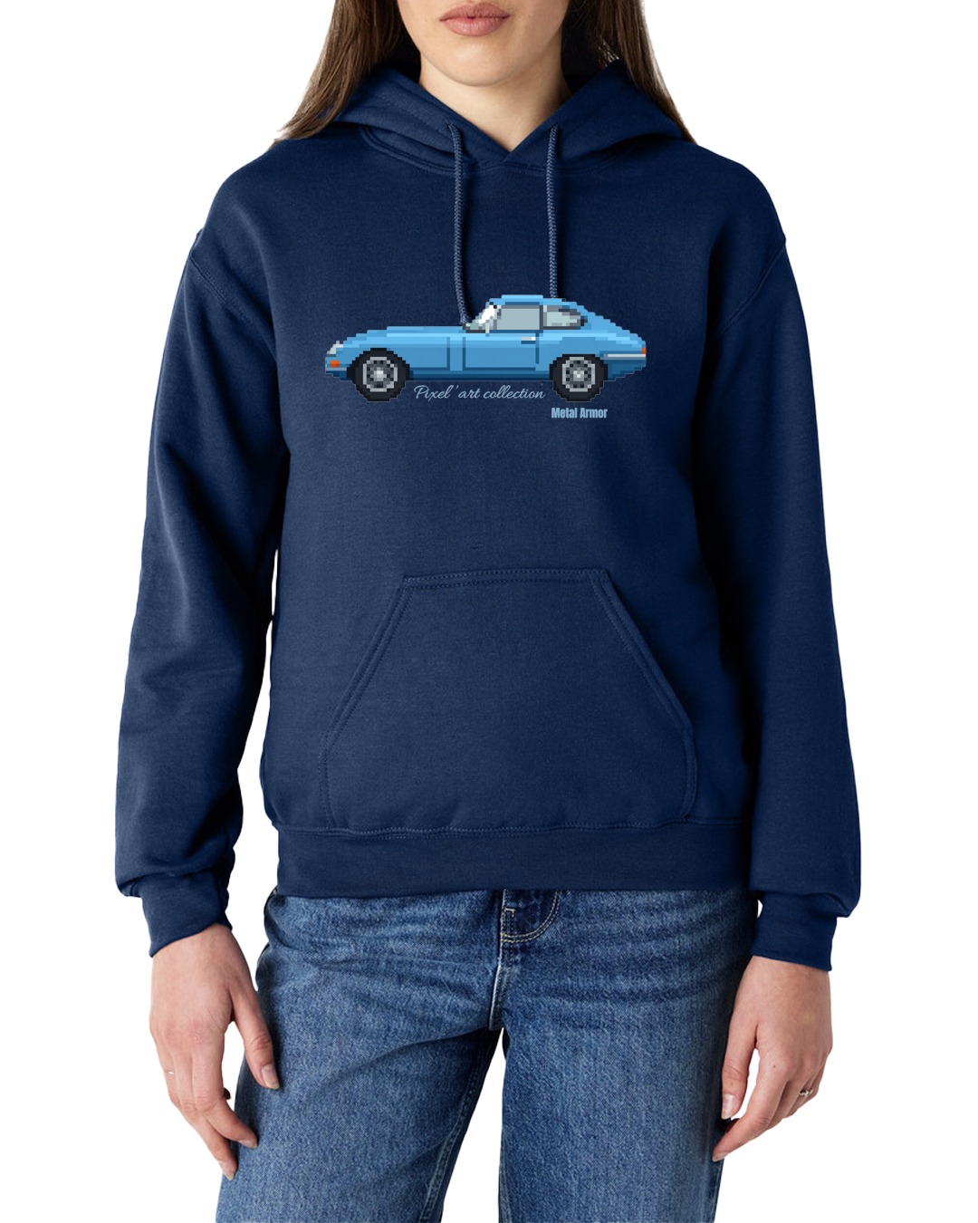 SWEAT CAPUCHE PIXEL'ART JAG E.T BLEUE VINTAGE
