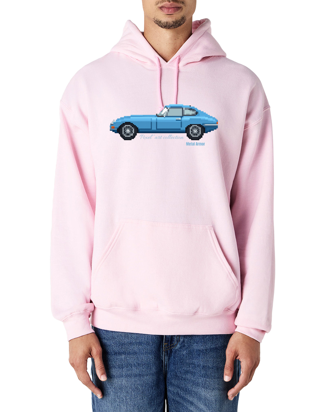 SWEAT CAPUCHE PIXEL'ART JAG E.T BLEUE VINTAGE