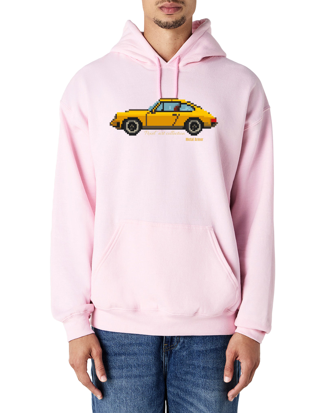 SWEAT CAPUCHE PIXEL'ART 9.11 JAUNE VINTAGE