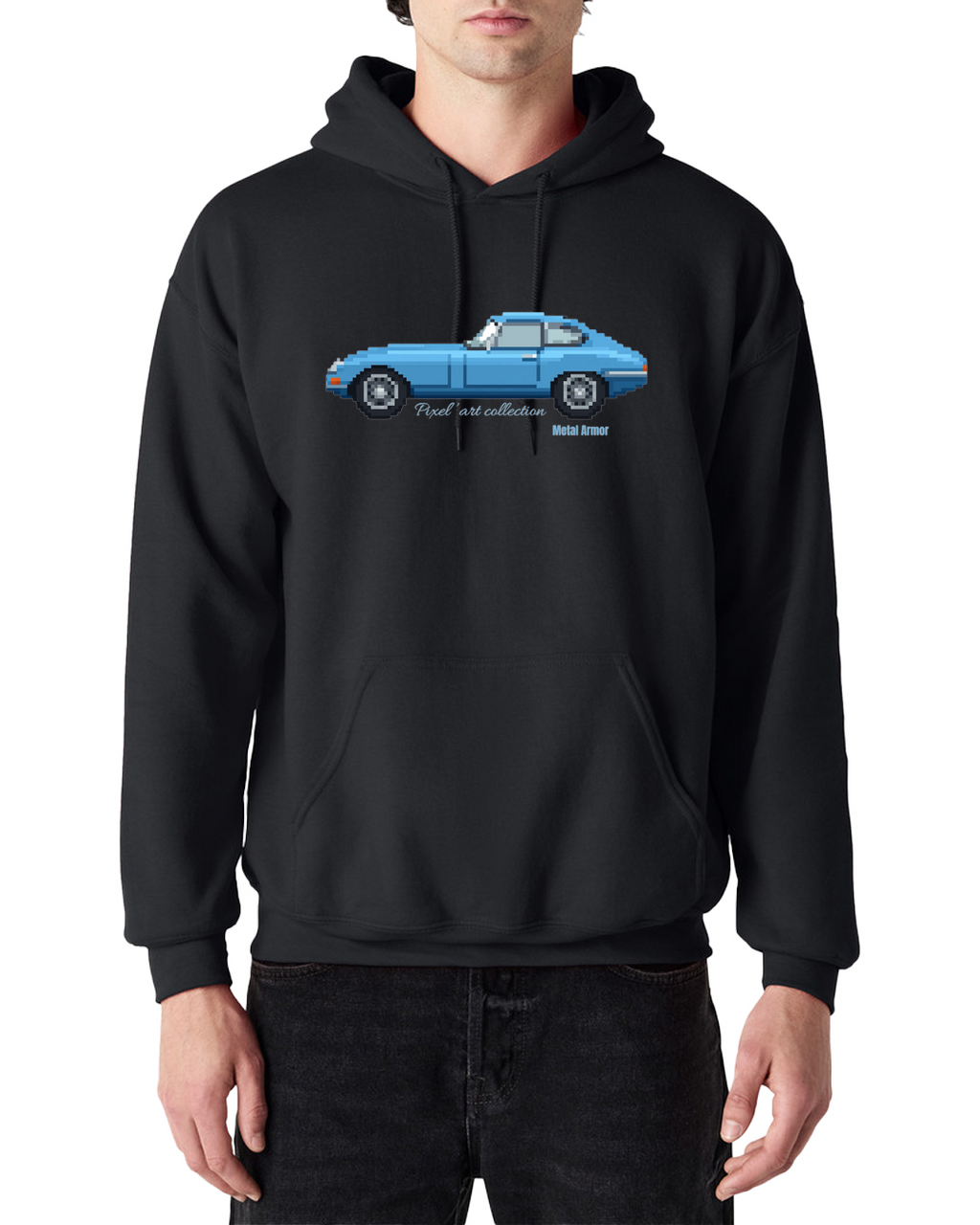 SWEAT CAPUCHE PIXEL'ART JAG E.T BLEUE VINTAGE