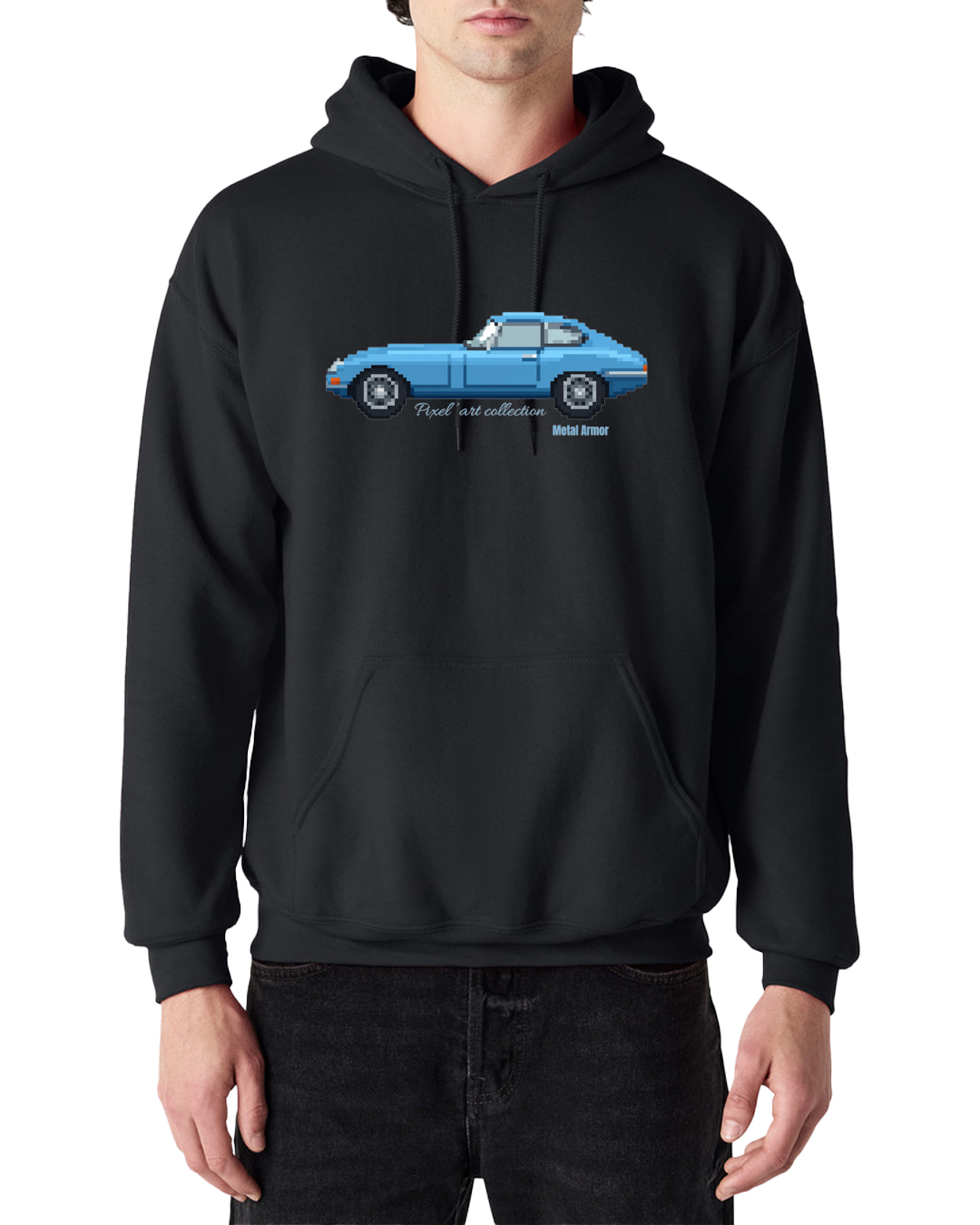 SWEAT CAPUCHE PIXEL'ART JAG E.T BLEUE VINTAGE